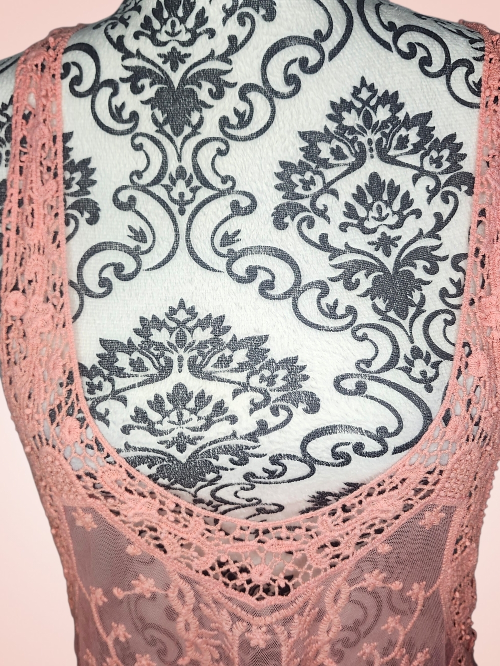 MARONIE Coral Sheer Crochet Peplum Tank - One Size - Picture 2 of 11